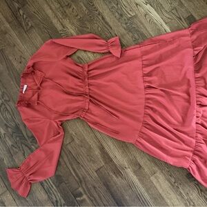 Maxi Dress with Tie Waist in Coral